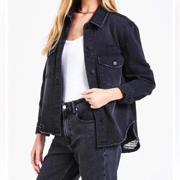 🖤✨Dear John Black Distressed Denim Jean Jacket Women’s Small✨🖤 - Picture 1 of 4